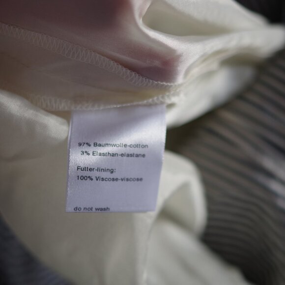 Akris Cotton Blend White Blue  striped vintage pencil belted Pencil skirt Size:4 - Picture 5 of 5